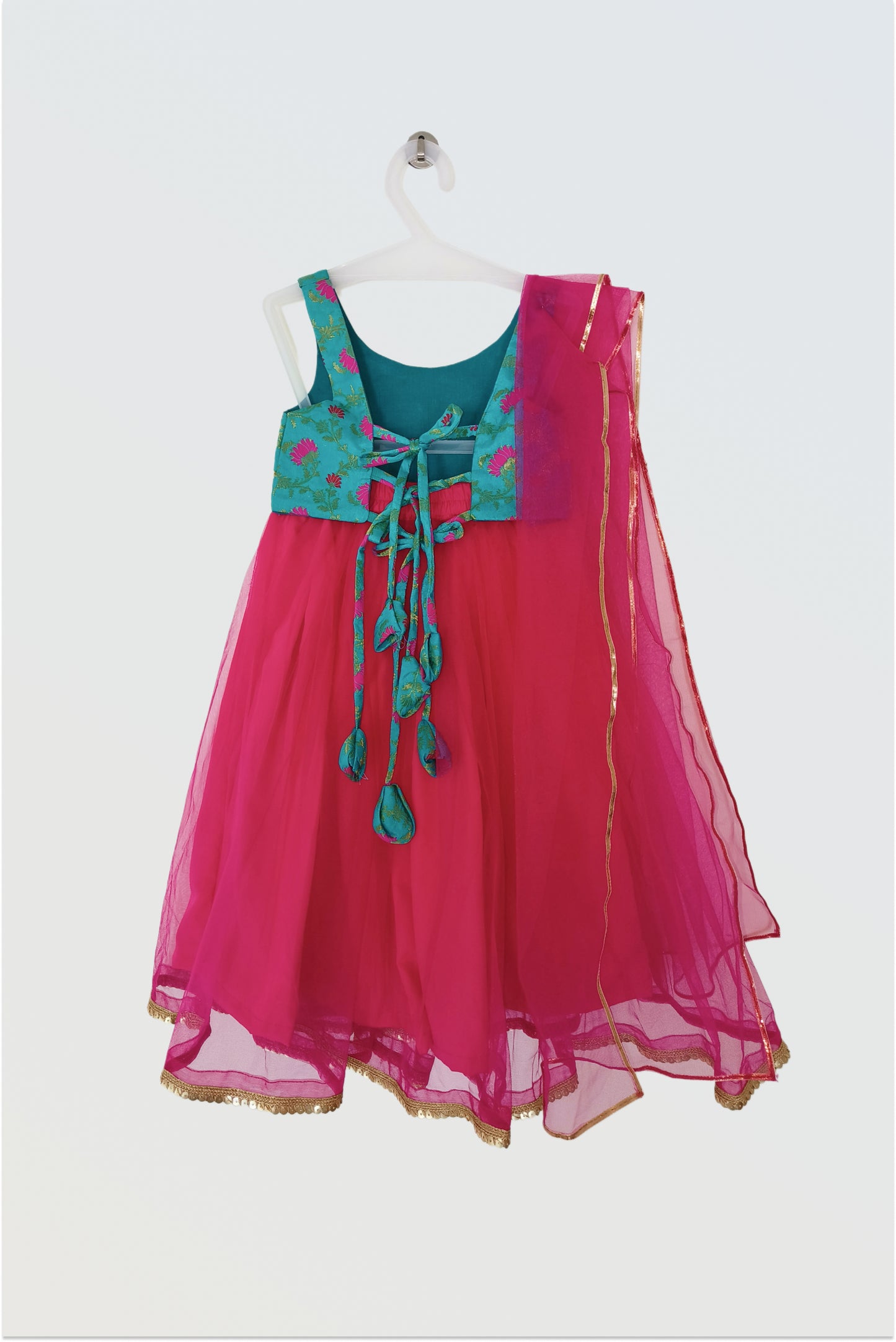 Brocade and net lehanga set