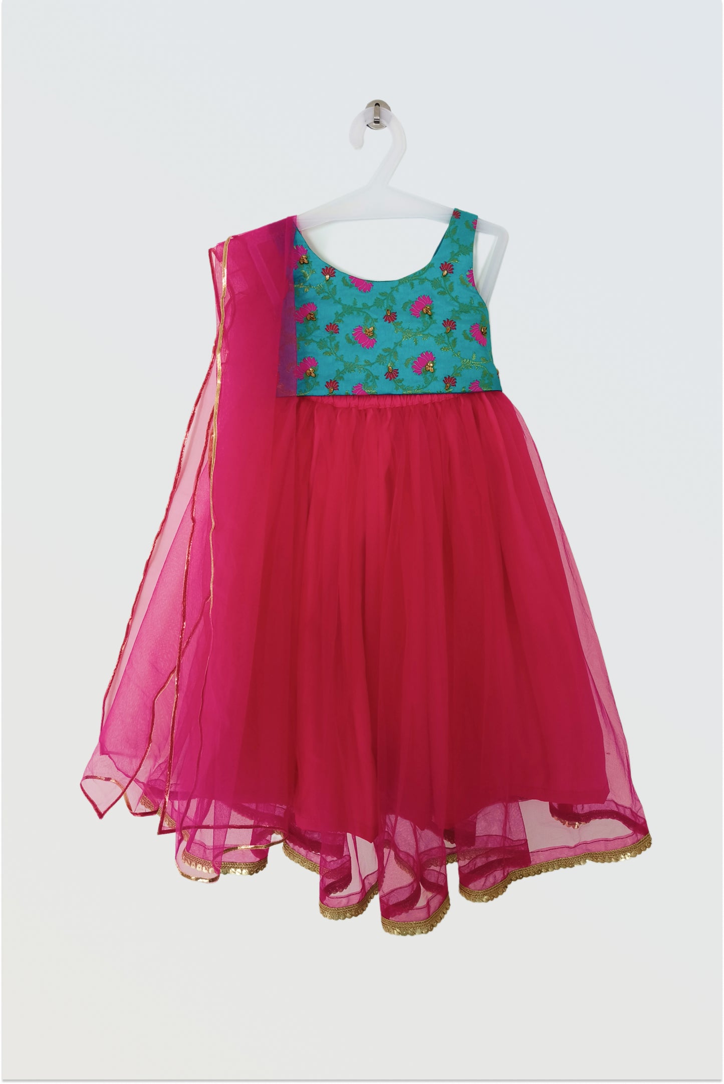 Brocade and net lehanga set