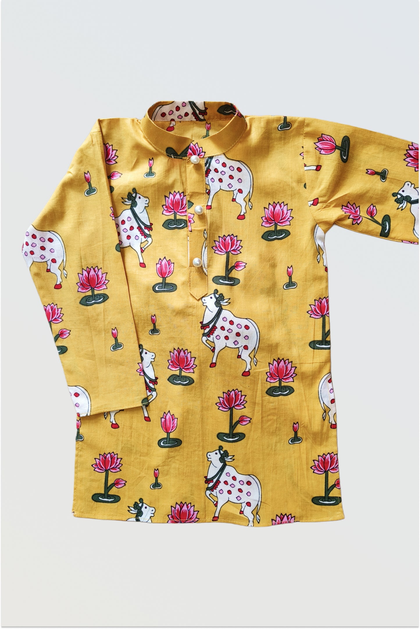 Pichwai printed kurta pyjama set - Yellow