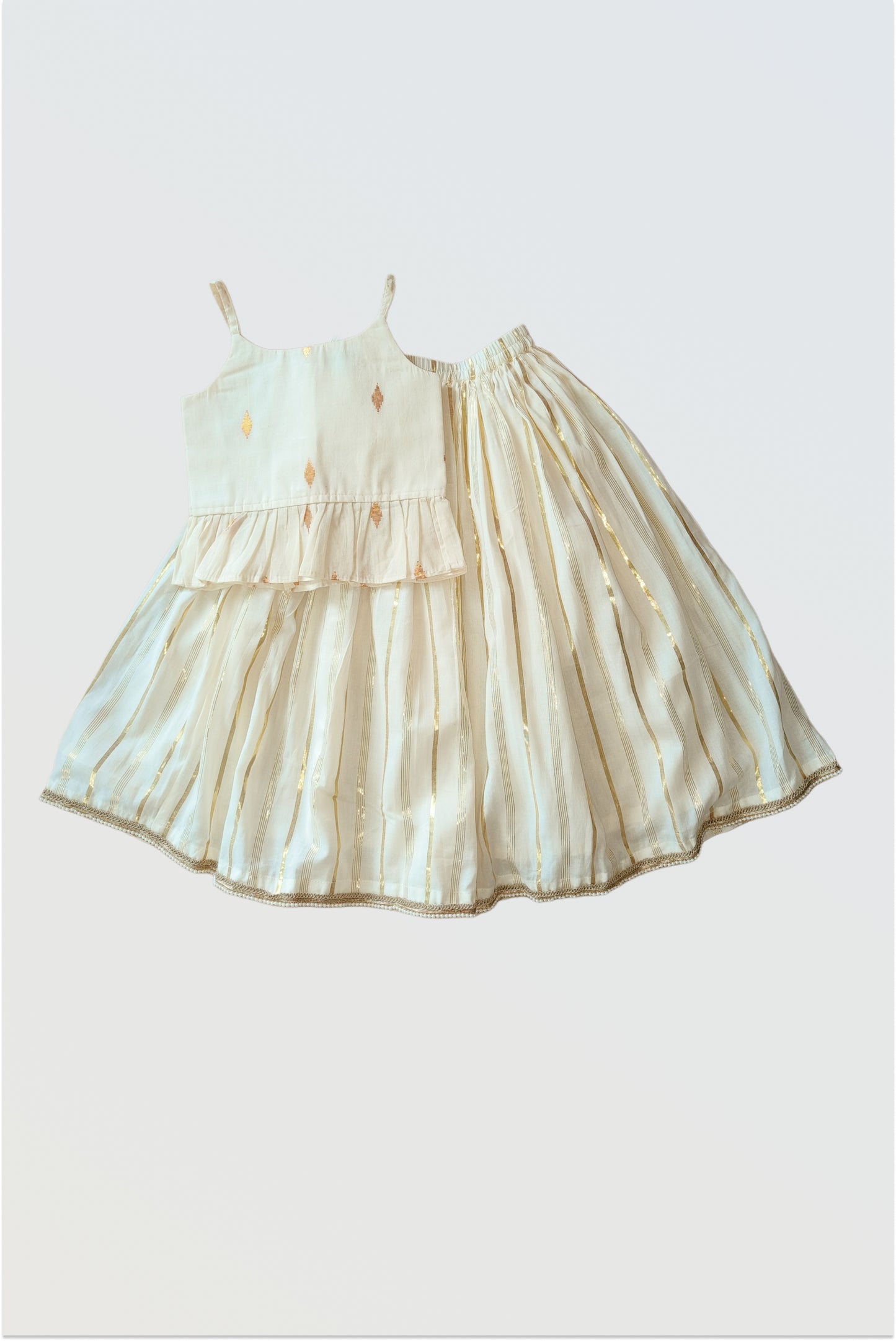 Kasavu lehanga set with strappy blouse
