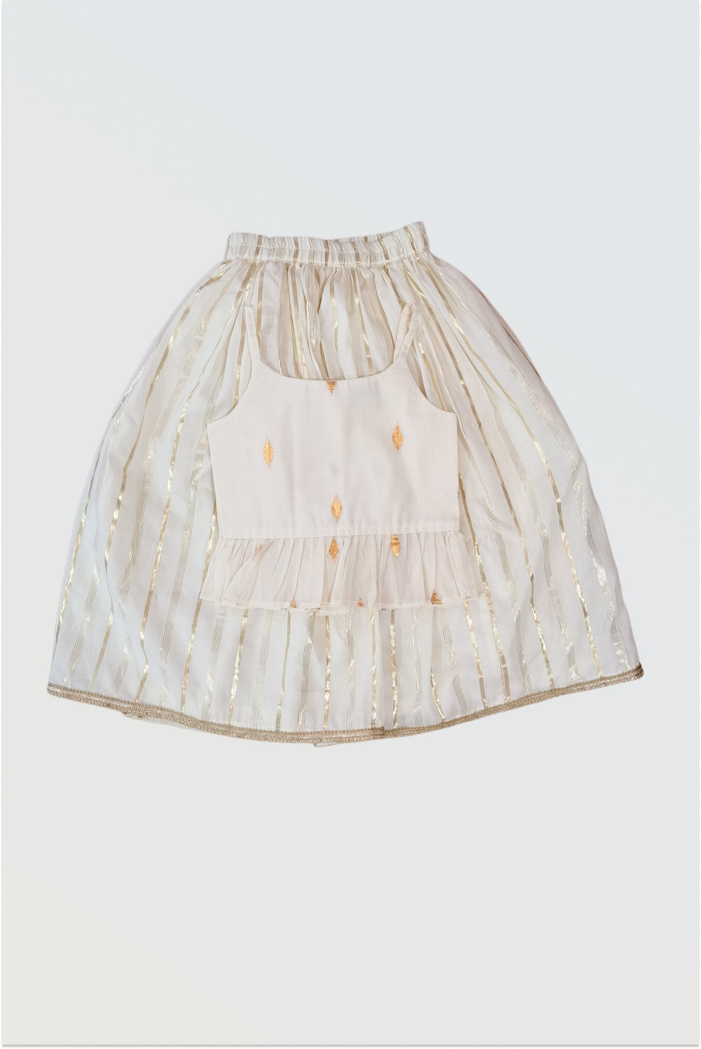 Kasavu lehanga set with strappy blouse