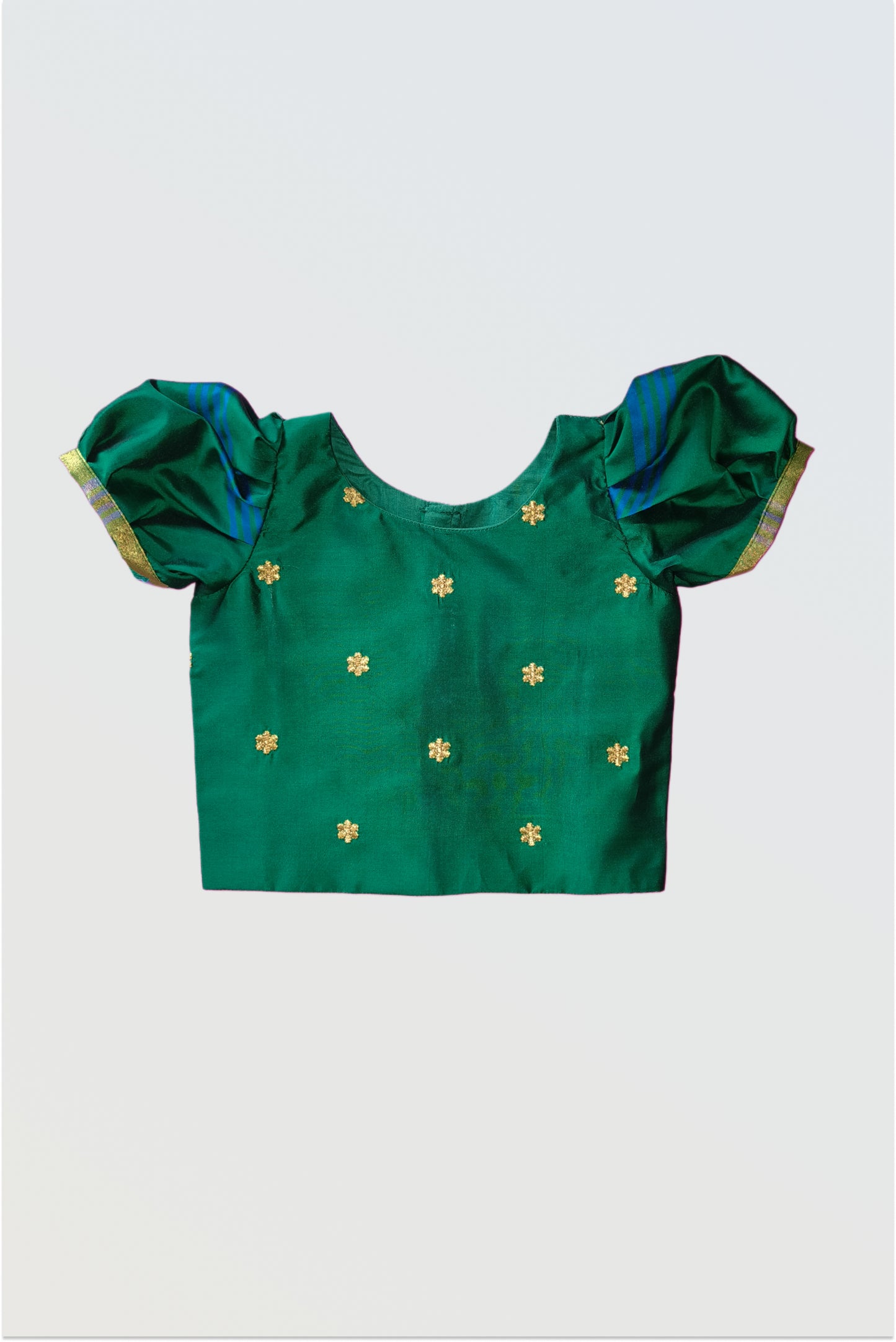 Pattu pavadai with embroidered blouse