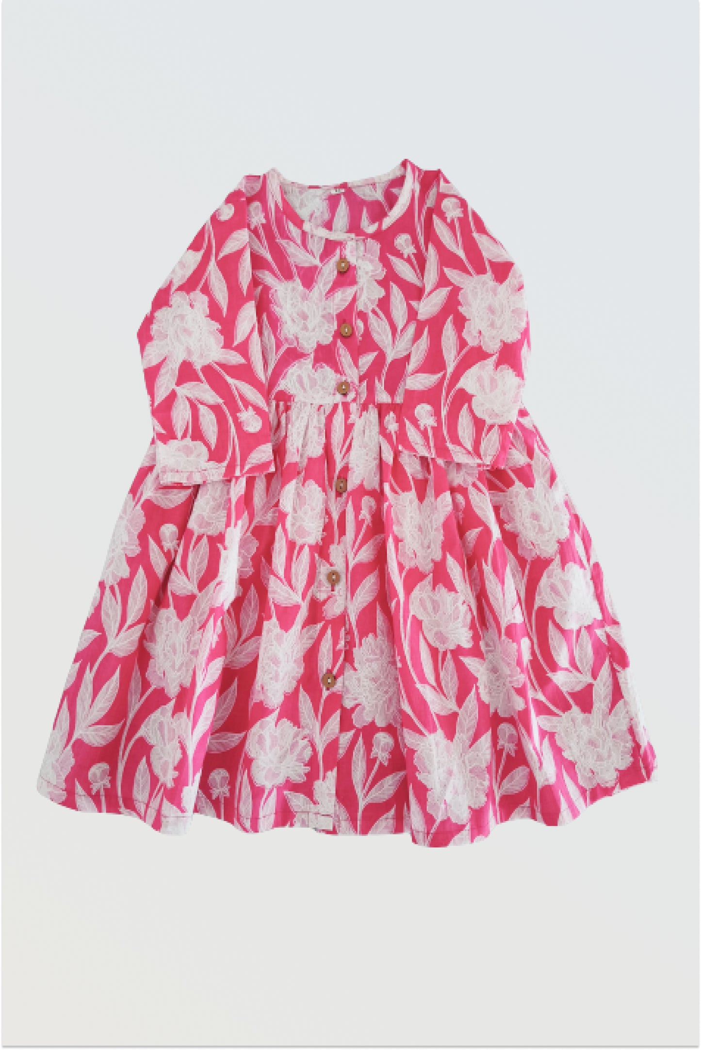 Pink block printed ethnic co-ord set