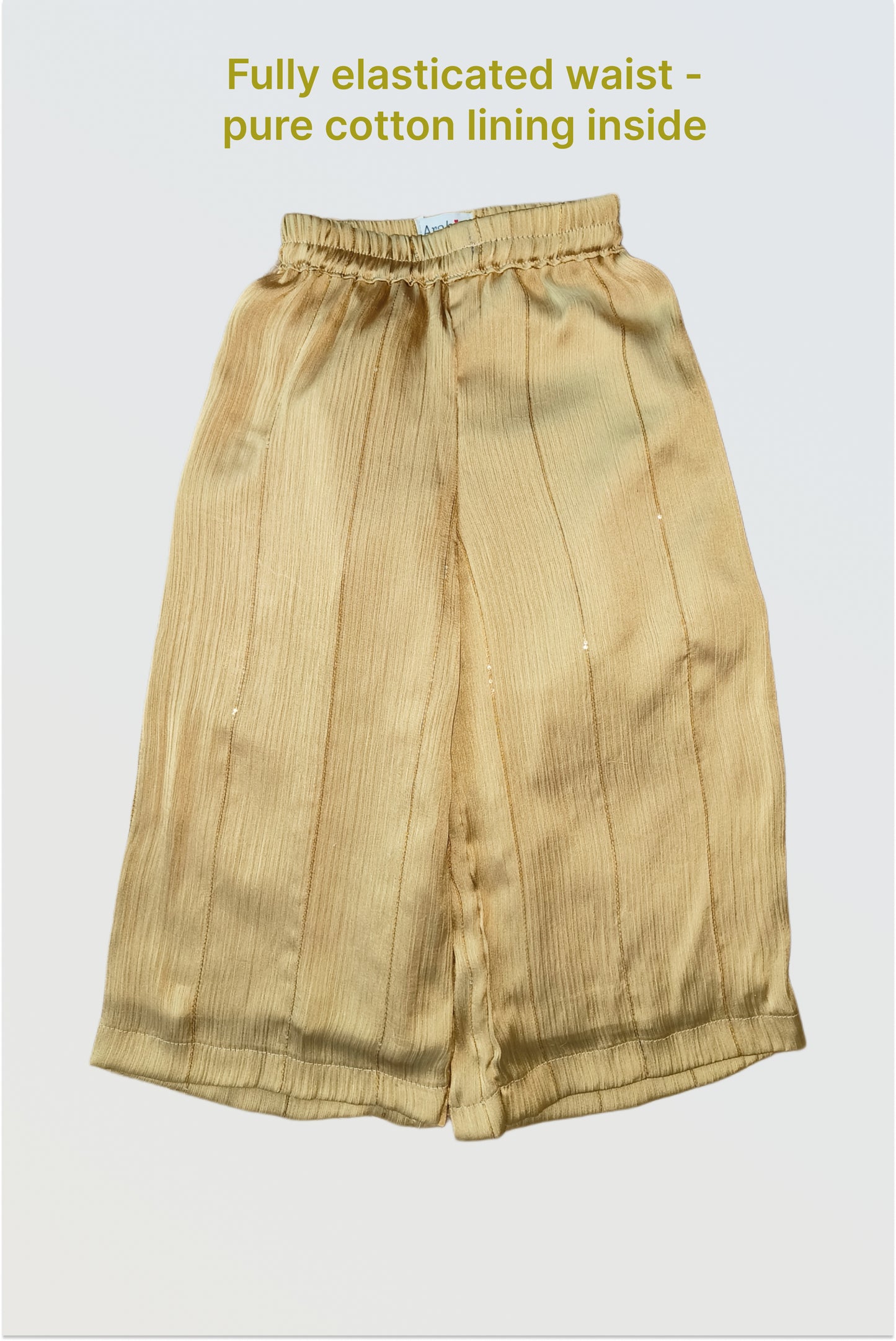 Peacock green ethnic set satin palazzo pants with sequin line details and elastic waist