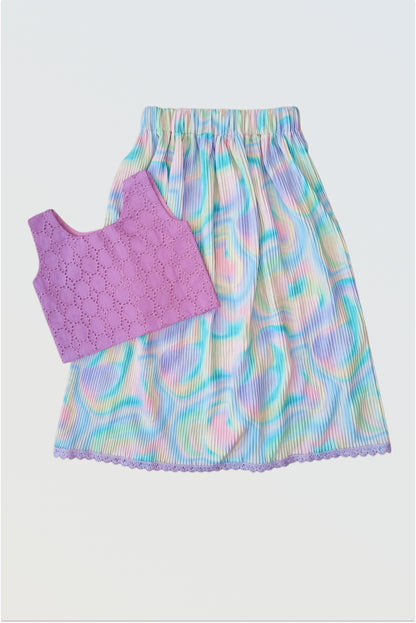 Accordion pleated lehanga with pure cotton hakoba blouse