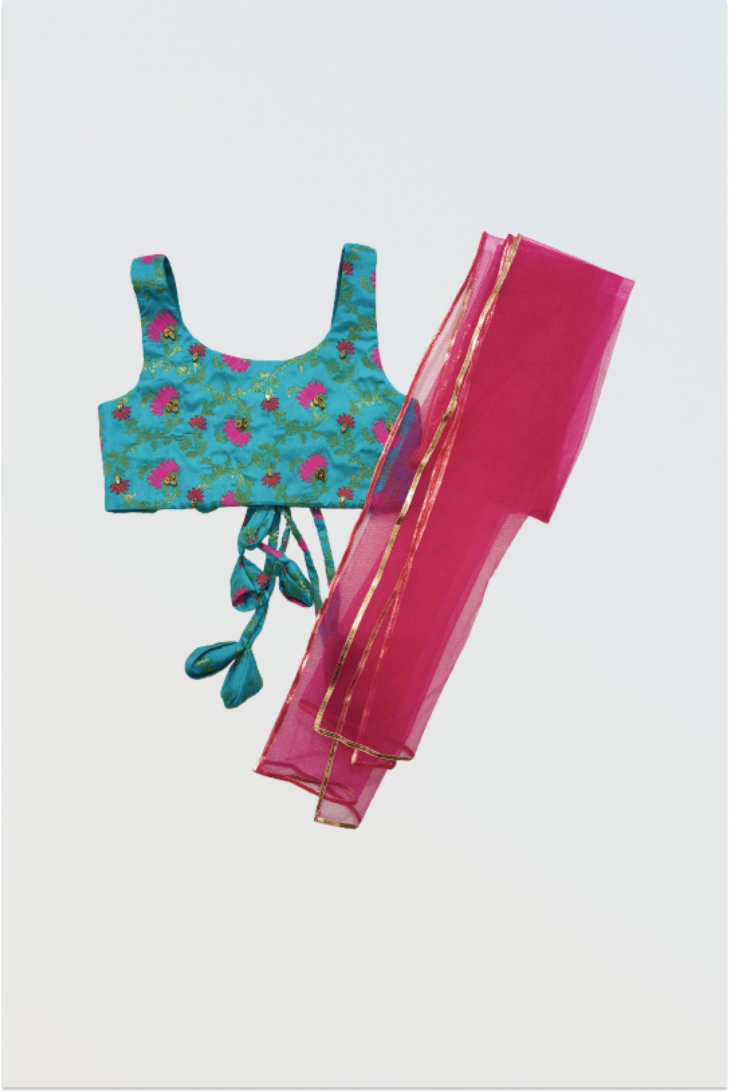 Brocade and net lehanga set