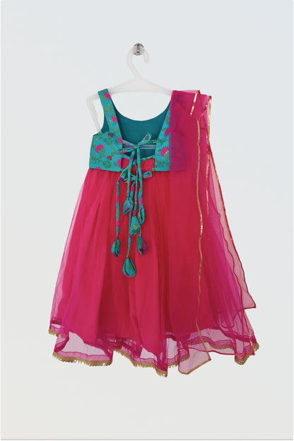 Brocade and net lehanga set