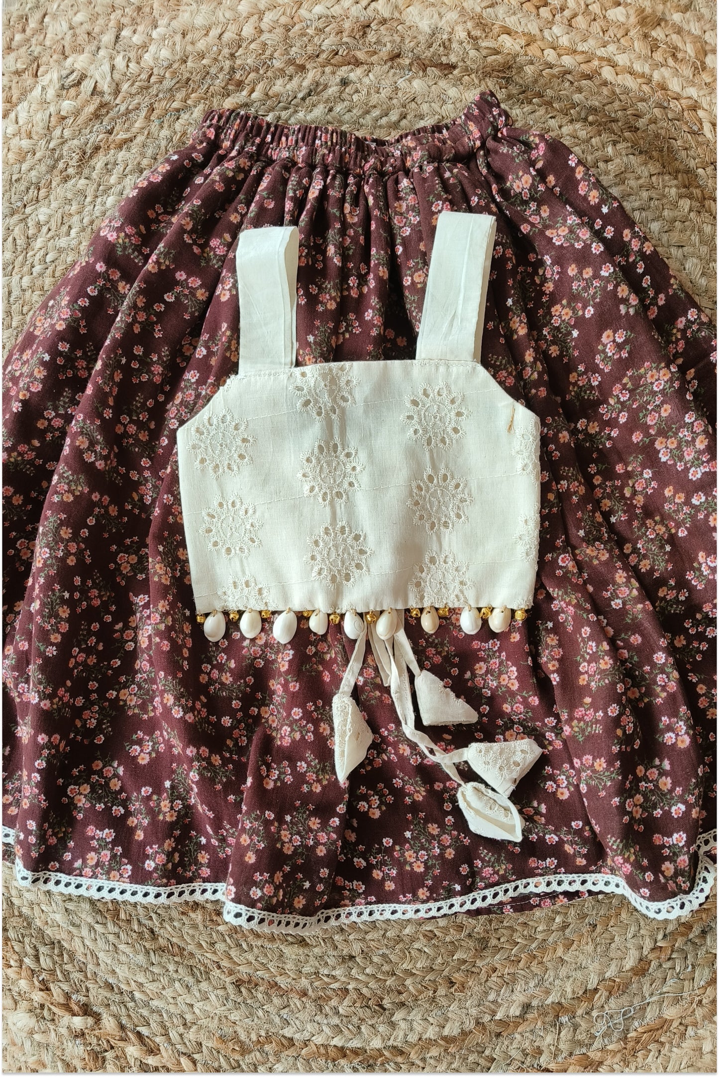 Brown floral lehanga set