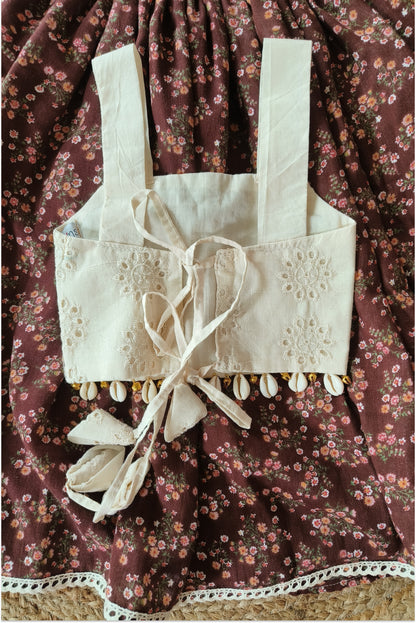 Brown floral lehanga set