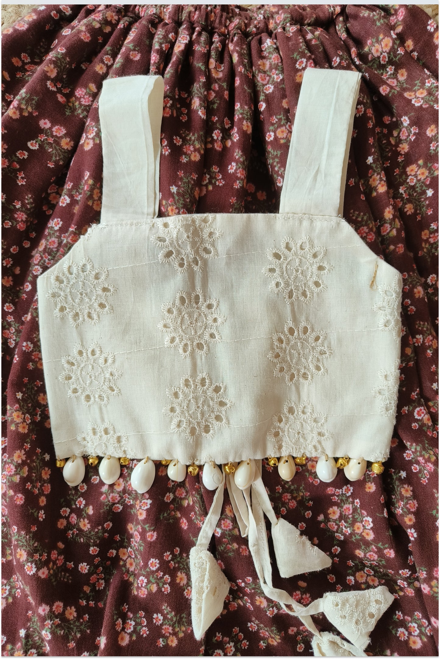 Brown floral lehanga set