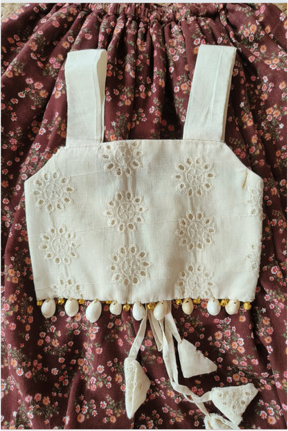 Brown floral lehanga set