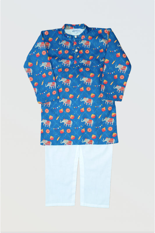 Elephant print kurta pyjama set