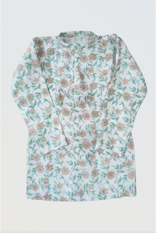 Block printed tricolour kurta