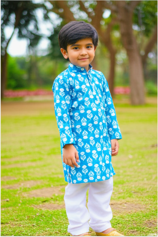 Block printed kurta pyjama set