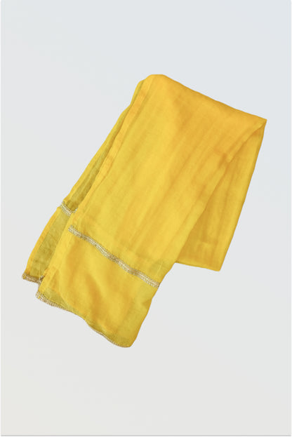 Yellow mulmul lehanga set