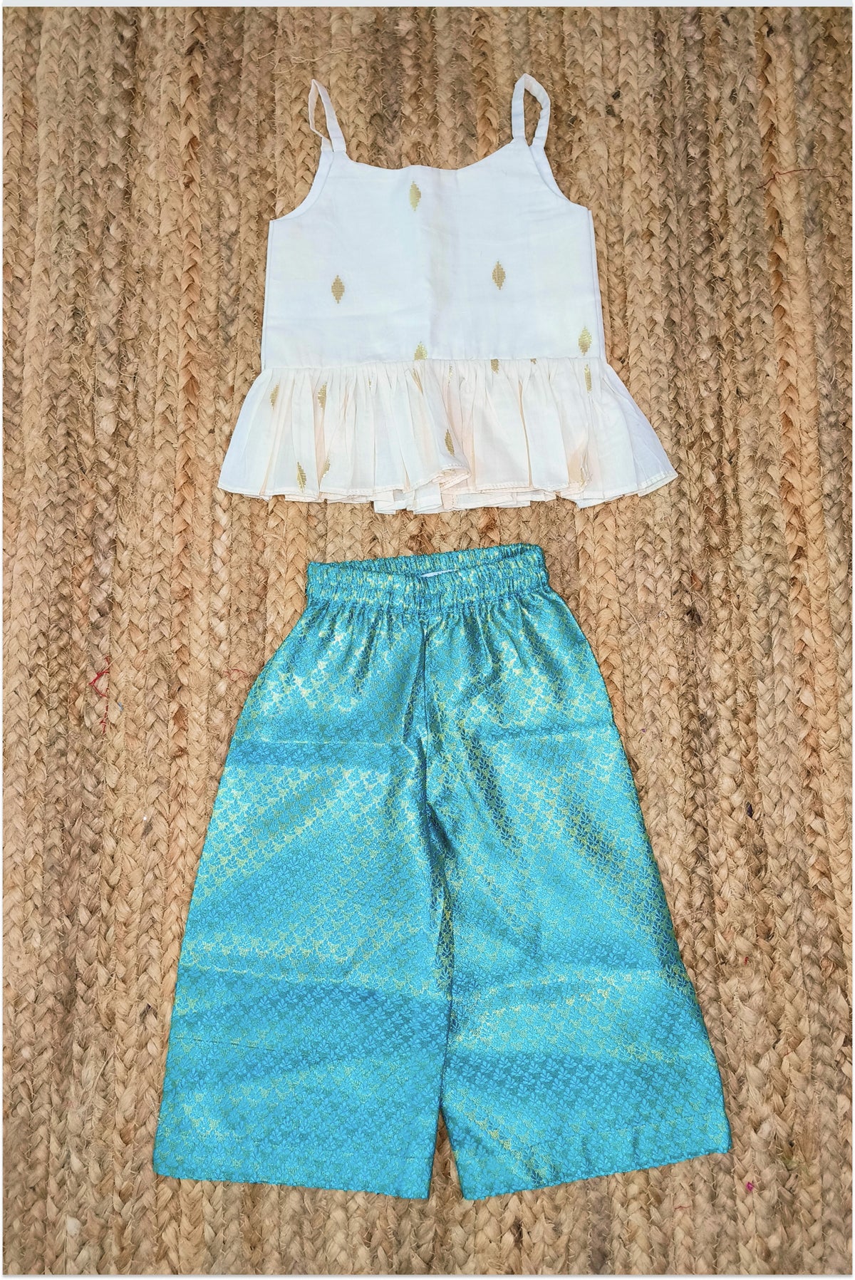 Brocade palazzo set with Kasavu top