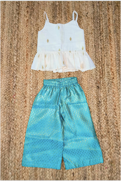 Brocade palazzo set with Kasavu top