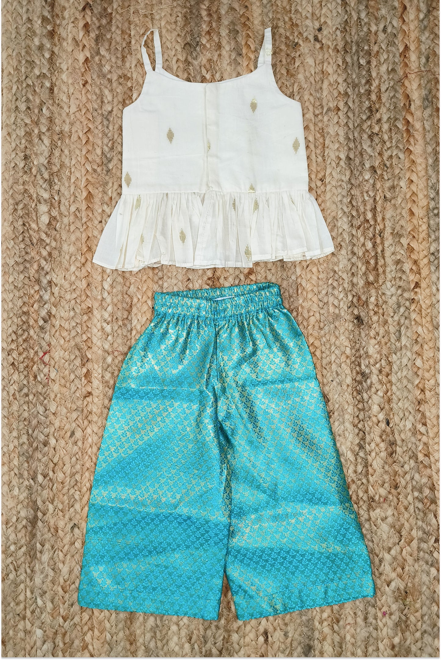 Brocade palazzo set with Kasavu top