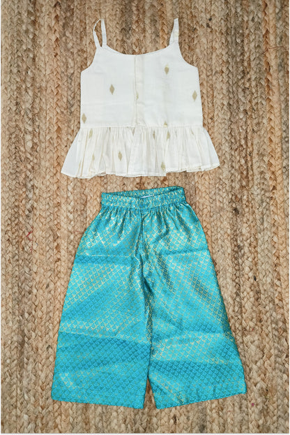 Brocade palazzo set with Kasavu top