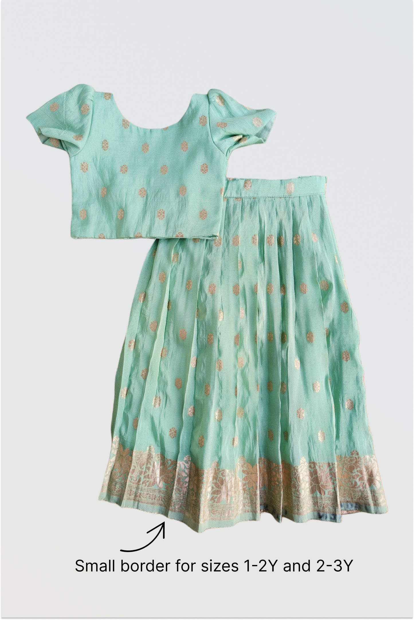 Mint chanderi pleated lehanga set