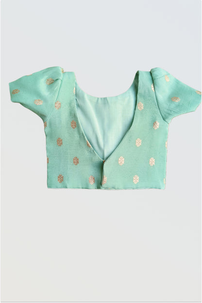 Mint chanderi pleated lehanga set