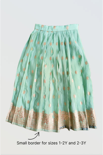 Mint chanderi pleated lehanga set