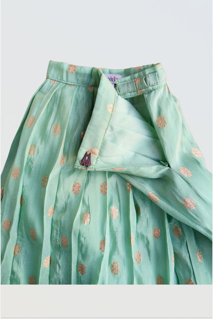 Mint chanderi pleated lehanga set
