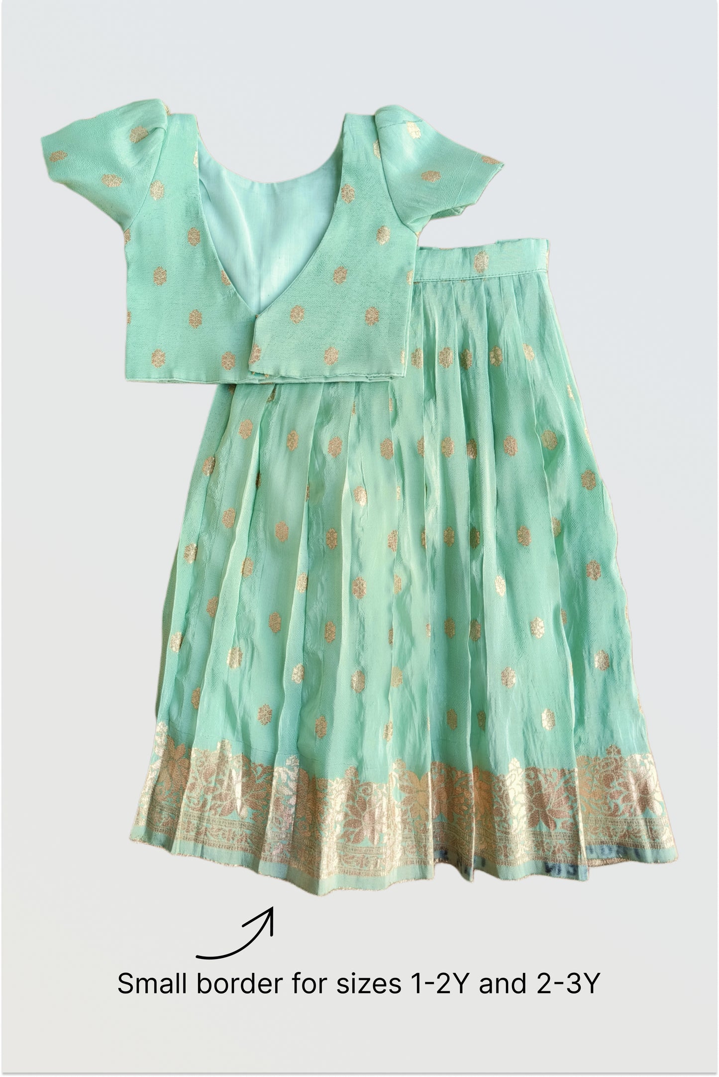 Mint chanderi pleated lehanga set