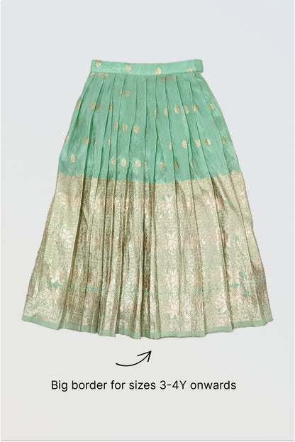 Mint chanderi pleated lehanga set
