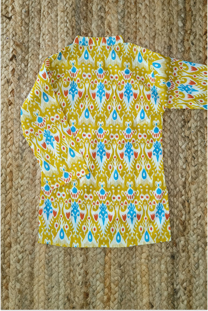 Yellow pure cotton dhoti set