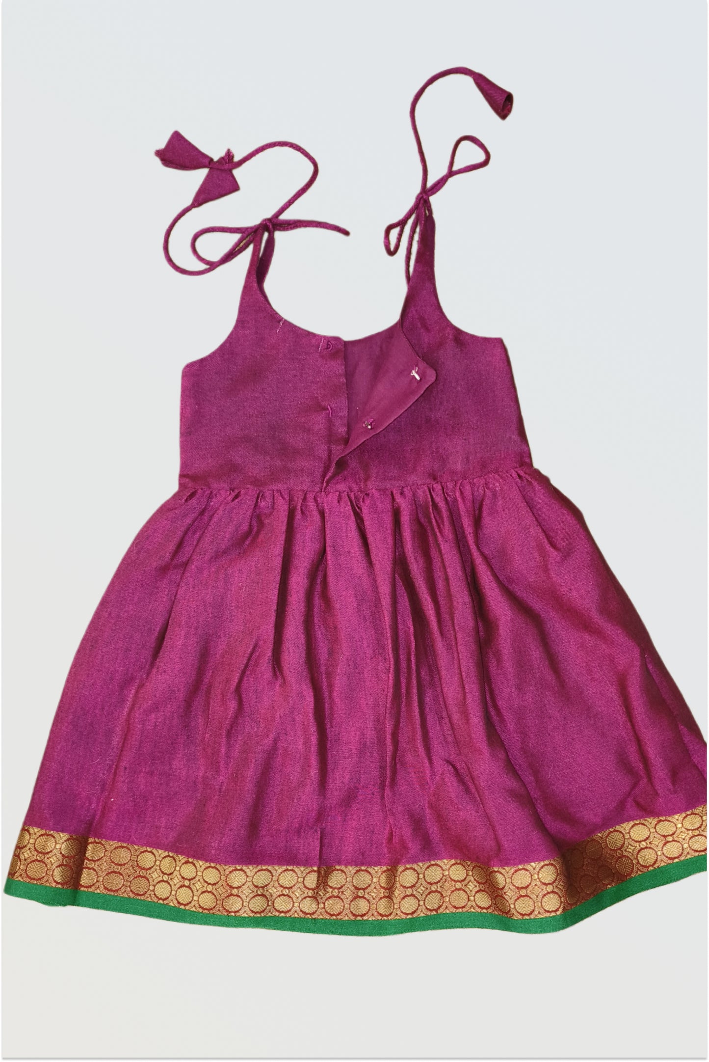 Butterfly embroidered Narayanpet tie-up frock
