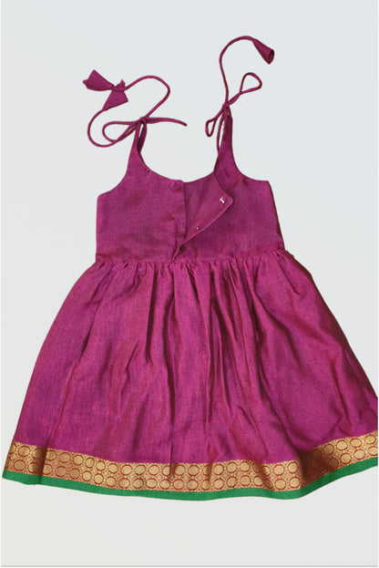 Butterfly embroidered Narayanpet tie-up frock