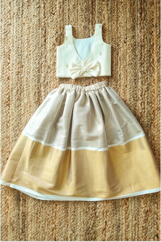 Pearl Kasavu Lehanga Set