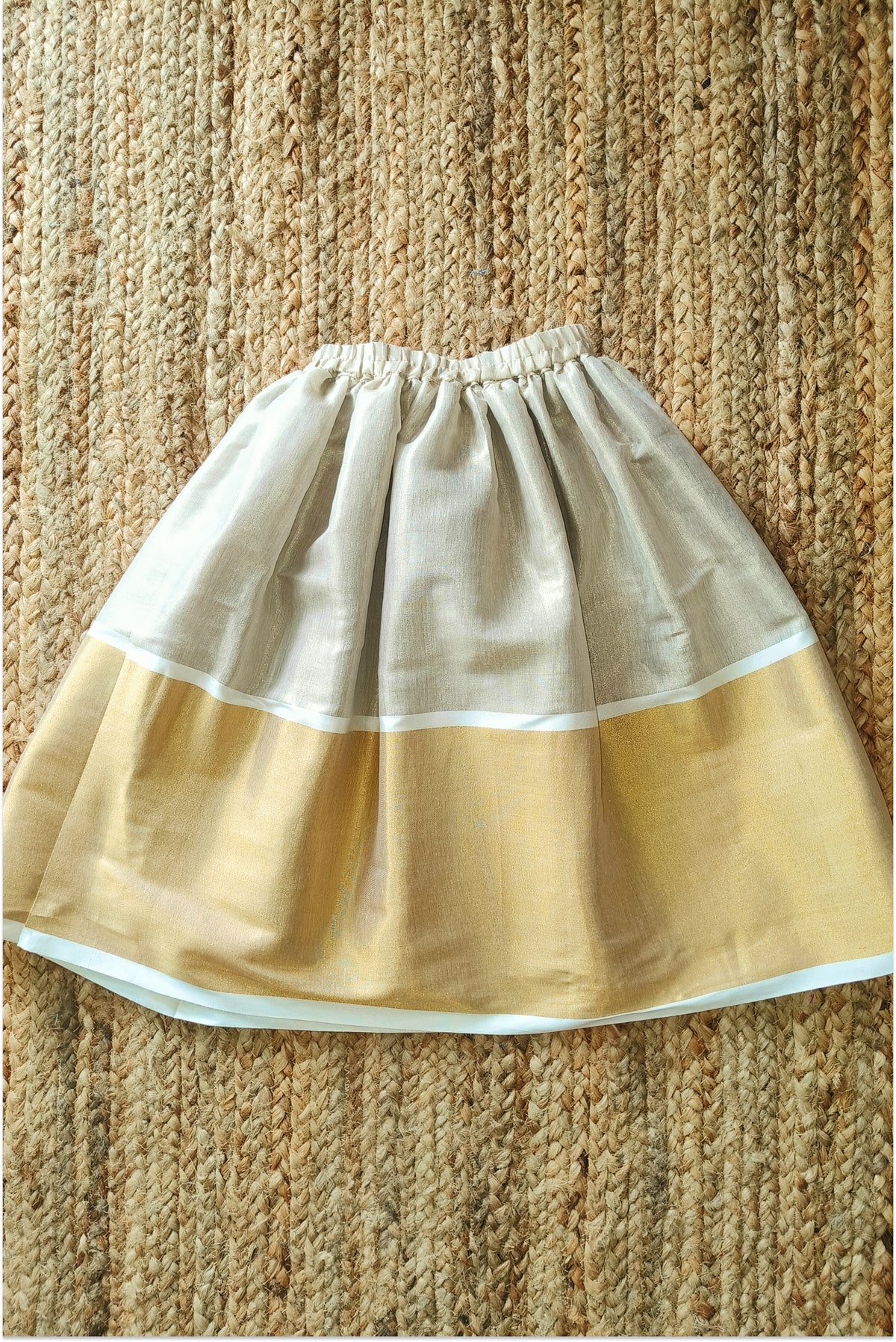 Pearl Kasavu and Kasavu striped lehanga combo