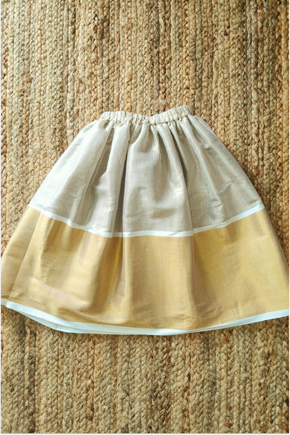 Pearl Kasavu and Kasavu striped lehanga combo