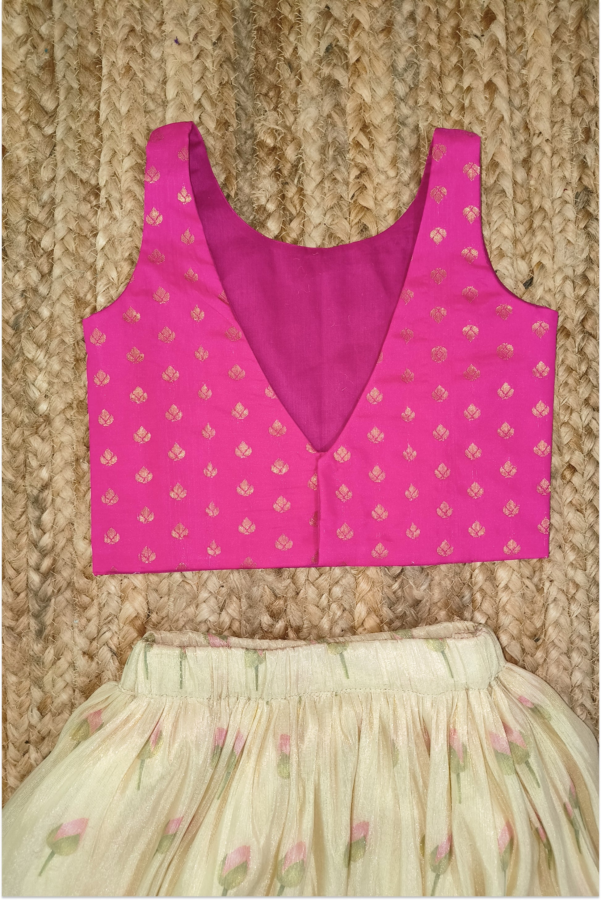 Lotus printed lehenga set for girls by Arakins – traditional kids ethnic wear with printed choli and lehenga