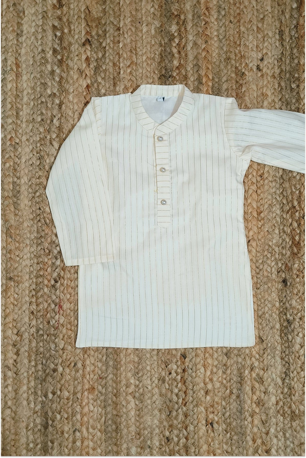 Golden stripes kasavu kurta pyjama set - with lining
