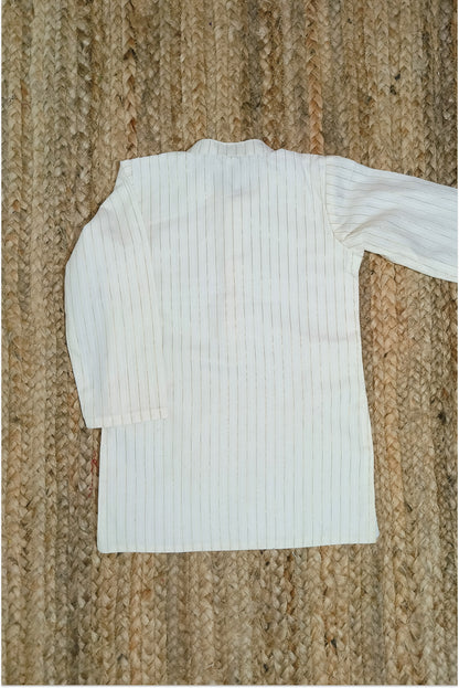 Golden stripes kasavu kurta pyjama set - with lining