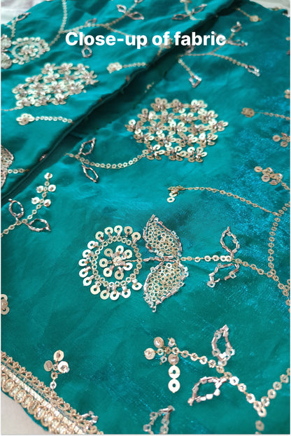 Peacock green and gold embellished palazzo set