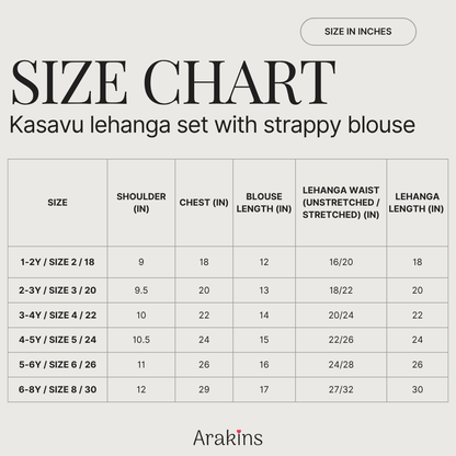 Kasavu Lehanga Set with strappy top for Girls