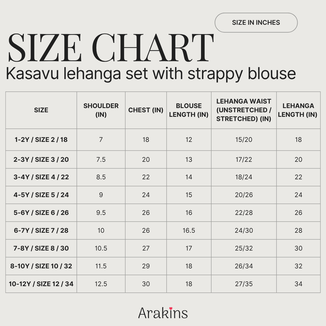 Kasavu Lehanga Set with strappy top for Girls