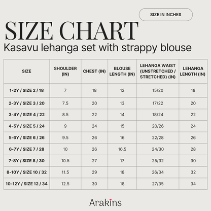 Kasavu Lehanga Set with strappy top for Girls