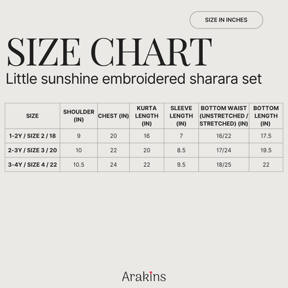 Little sunshine embroidered sharara set