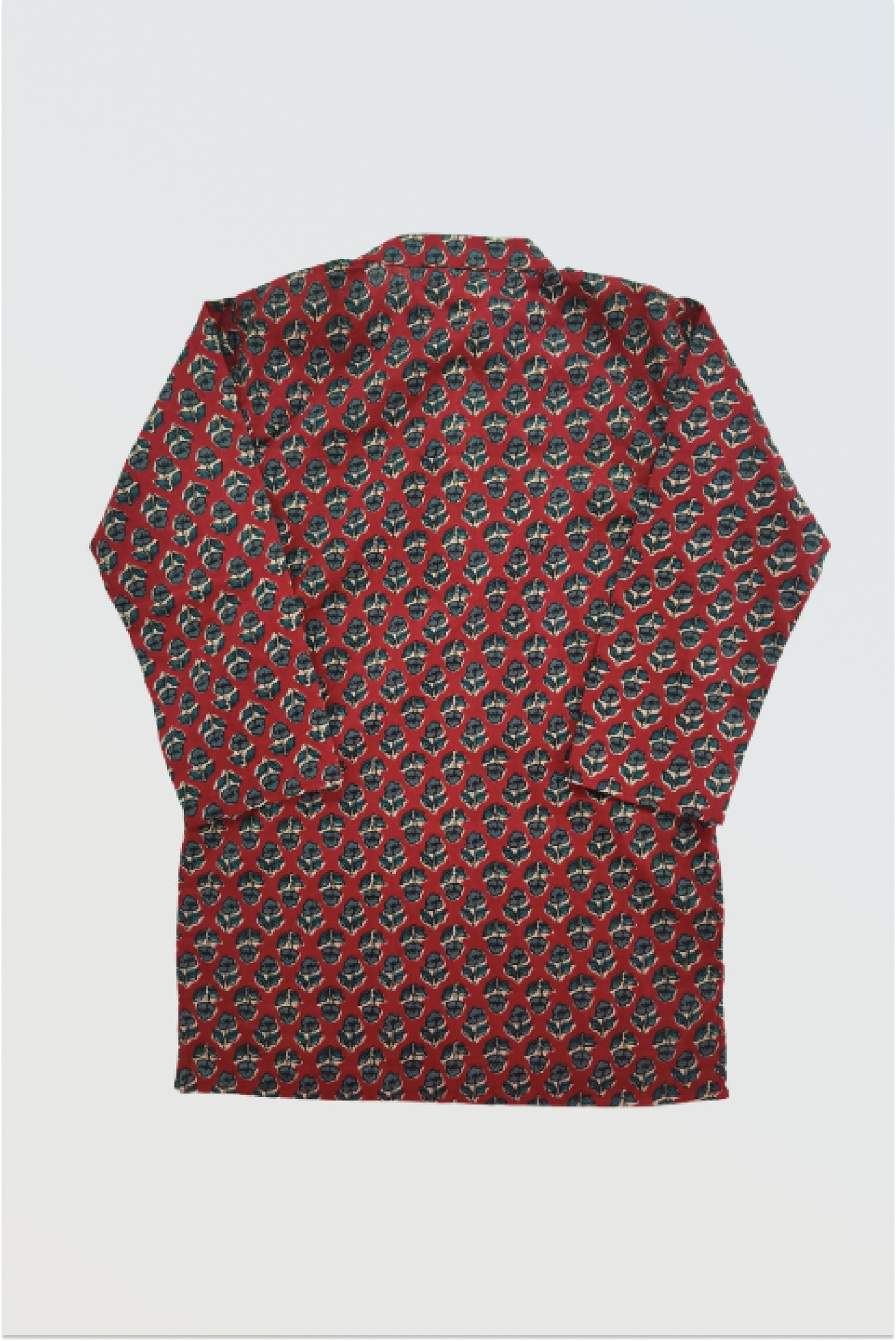 Maroon block printed kurta pyjama set