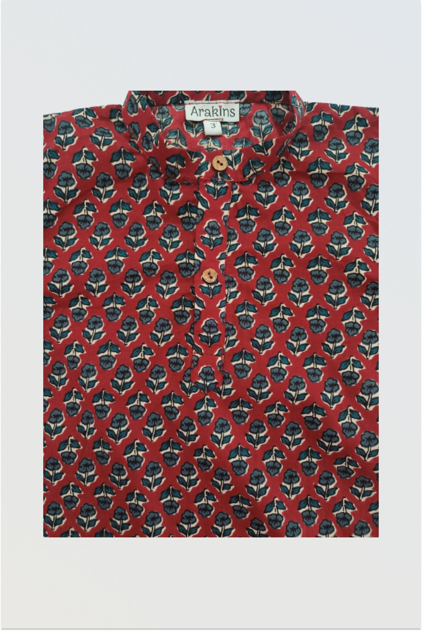Maroon block printed kurta pyjama set