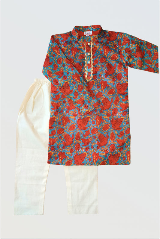 Maroon chanderi kurta pyjama set