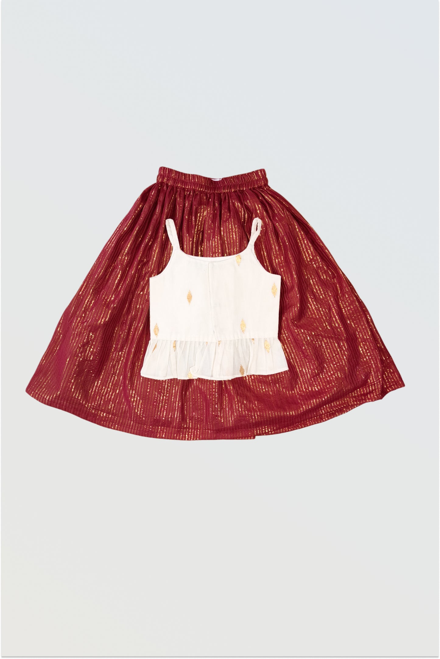 Maroon striped lehanga set