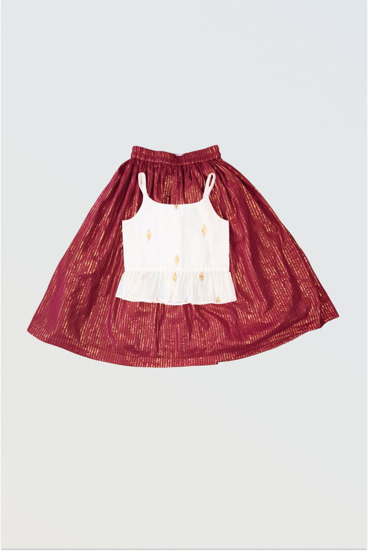 Maroon striped lehanga set