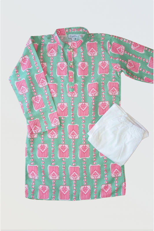 Mint Bloom kurta pyjama set