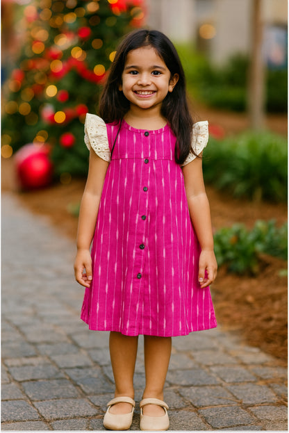 Pink Ikat pure cotton dress